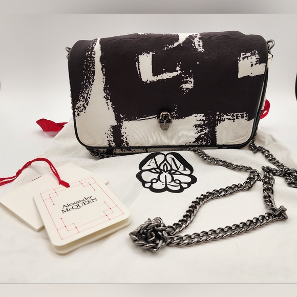 Alexander McQueen Small Skull Graffiti Chain Shoulder Bag